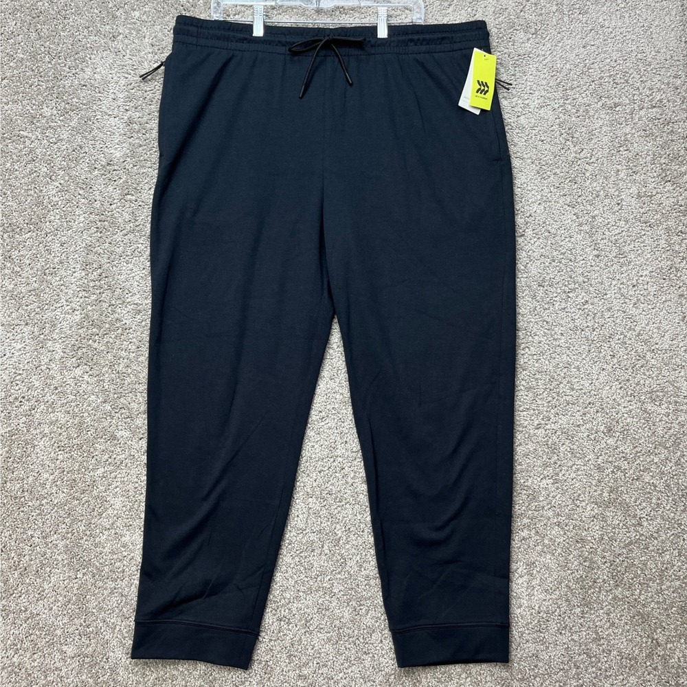 All in Motion Siro Ponte Jogger‎ Mens XL Black Zipper Pockets Drawstring NEW